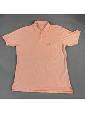 B Draddy Polo Shirt Mens Size M Orange Striped Golf Pima Cotton Stretch